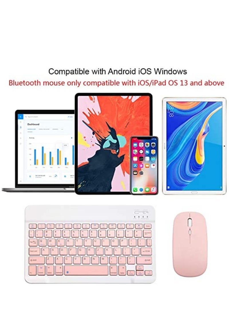 ELTRAZONE Rechargeable Bluetooth Keyboard and Mouse Combo Ultra-Slim Portable Compact Wireless Mouse Keyboard Set for Android Windows Tablet Cell Phone iPhone iPad Pro Air Mini, iPad OS/iOS 13 and Above (Pink) - Image 2