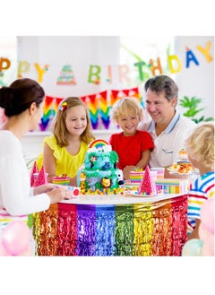 Excefore Rainbow Party Decorations, Rainbow Wavy Table Skirt Party Decorations, 2 Pack Metallic Tinsel Foil Fringe Table Skirts, Perfect Table Decors for Birthday, Holiday, Wedding, Engagement, Bridal Shower  - Image 5