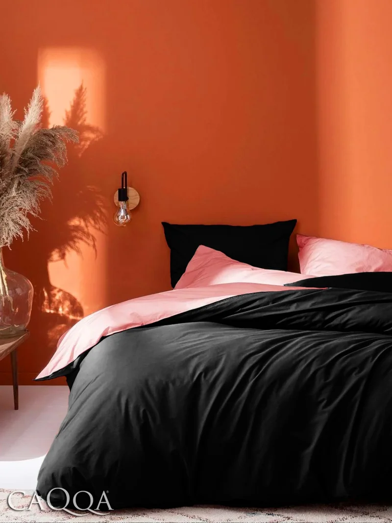 كاكا Pink Black Duvet Cover Set with Elastic Sheets