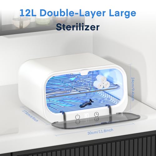 Yofuly Sterilizer for Esthetician, 12L Double-layer Large Sterilizer for Nail Tools, Multi-Functional Nail Cleaner Box, Large Capacity Cleaning Cabinet for Home Use, Barbers, Beauty Salons, and Spas - Image 2