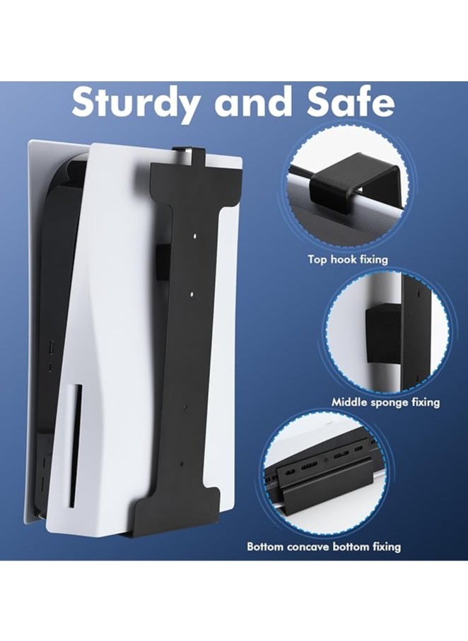 General PS5 Wall Mount Playstation 5 Wall Mount Rugged Steel Wall Mount for Playstation 5 Disc and Digital Edition 5-in-1 PS5 Wall Mount Controller Stand Headset Hanger PS5 Accessories  - Image 3