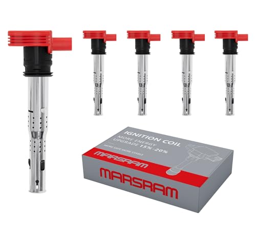 Marsram Ignition Coil Pack UF575 for 20052016 VW Volkswagen Jetta Beetle Golf Passat GTI CC 20062018 Audi TT Quattro A3 A4 A5 Q3 RS4 R8 25L L5 Replacement for 07K905715A 5pcs - Image 1