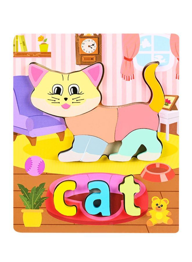 Wooden 3D Puzzle Educational Toys for Children Teaching Aid Cat - Image 1