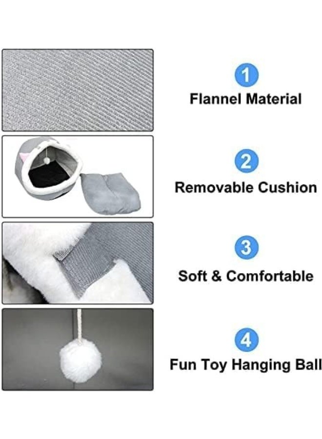 Queens Cat Bed Pet Cave Bed with Anti-Slip Bottom, for All Cats & Small Dogs, Pet Bed with Removable Washable Cushion, Soft Calming Bed with Hanging Toy Ideal for Cats and Puppy. - Image 5
