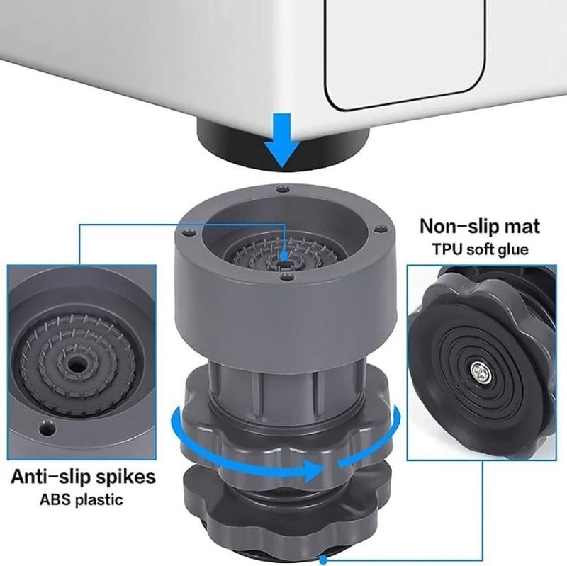 Stadash Rubber Washing Machine Vibration Feet Pad 4 Pc Adjustable Highly NonSlip Support Anti Vibration Pads Walk Pads Shock Absorber Noise Cancelling Furniture Lifting Base Set of 1 - Image 2