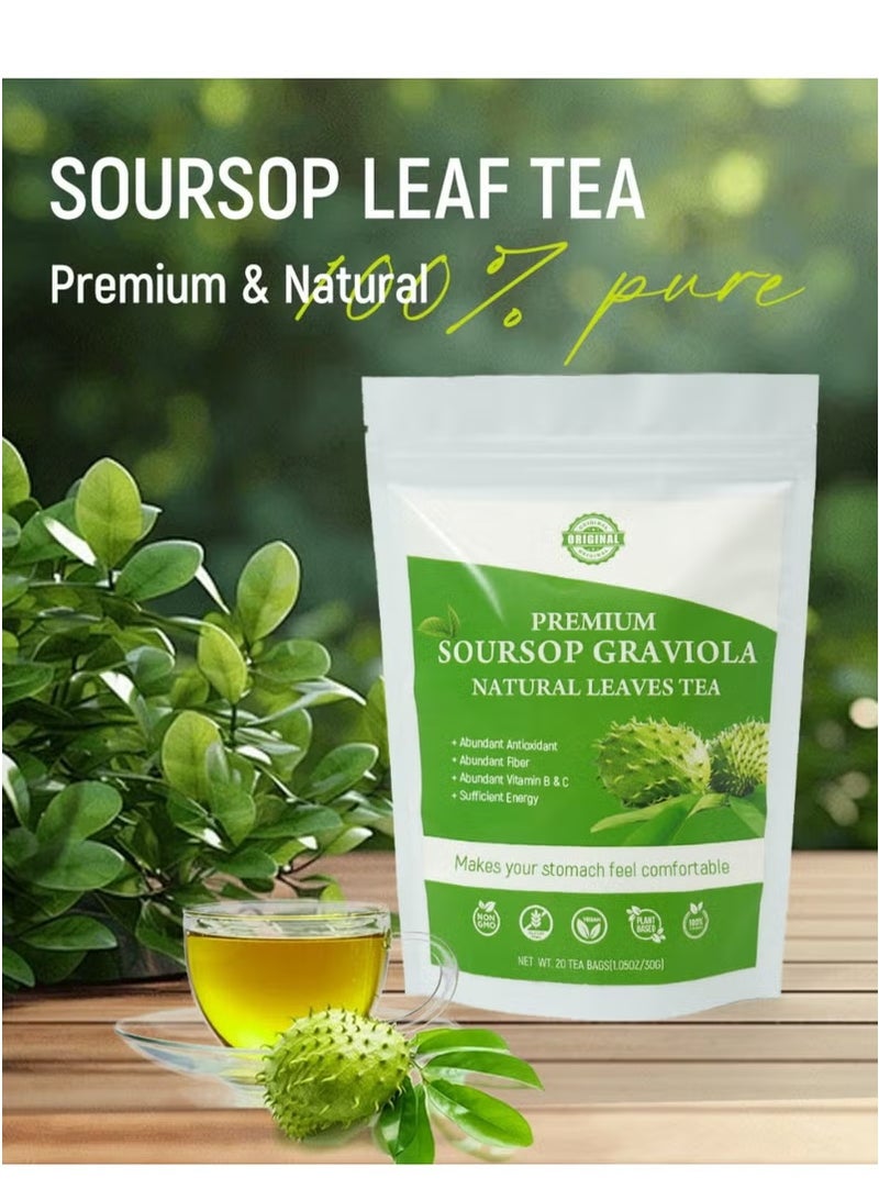 Premium 2-PACKS 100% Pure Soursop Graviola Leaves tea,Annona muricata - Guanabana - Premium Quality 100% Pure Leaf ,1.5g*20 tea bags*2 - Image 2