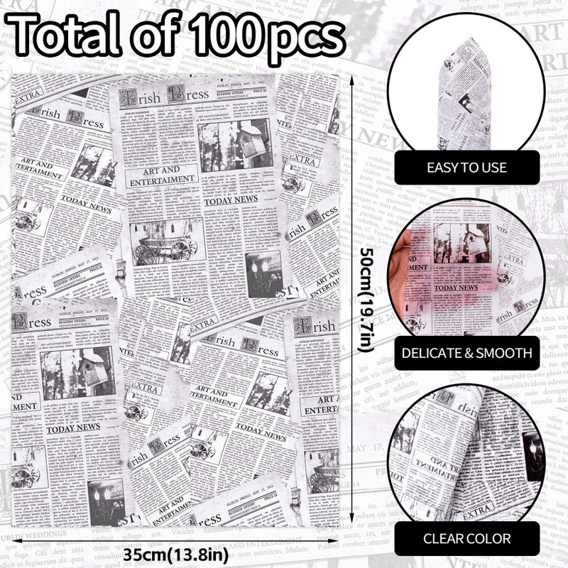 Larcenciel 100 Sheet Vintage Newspaper Tissue Paper, Old News Print Gift Wrapping Tissue Paper for Gift Bags Packaging, Black Beige Art Tissue for Wedding Birthday Party Holiday Decor Craft, 20x14inch - Image 4