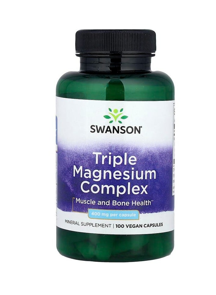 SWANSON Triple Magnesium Complex 400 mg 100 Vegan Capsules - Image 1