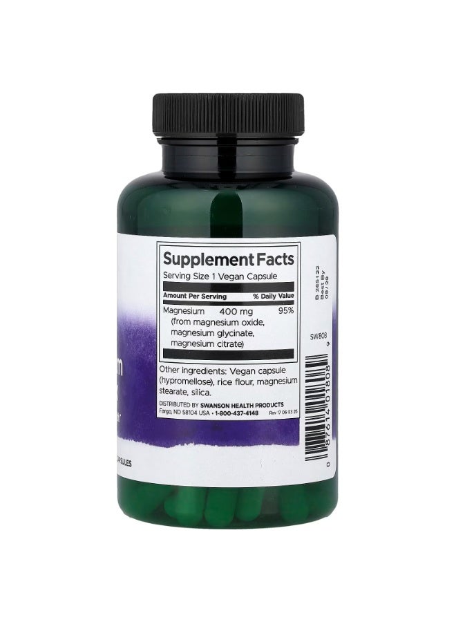 SWANSON Triple Magnesium Complex 400 mg 100 Vegan Capsules - Image 2