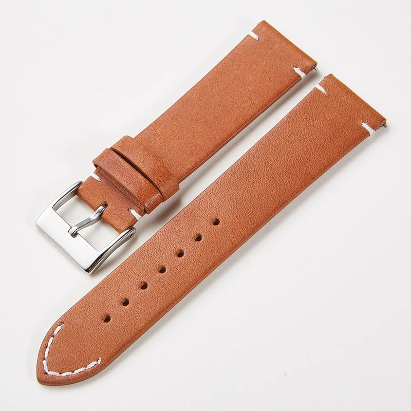 Bluejw Quick Release Genuine Leather Watch Band Replacement for Men and Women – 16mm 18mm 20mm 22mm 24mm Vintage Watch Strap, Easy to Replace - Image 1