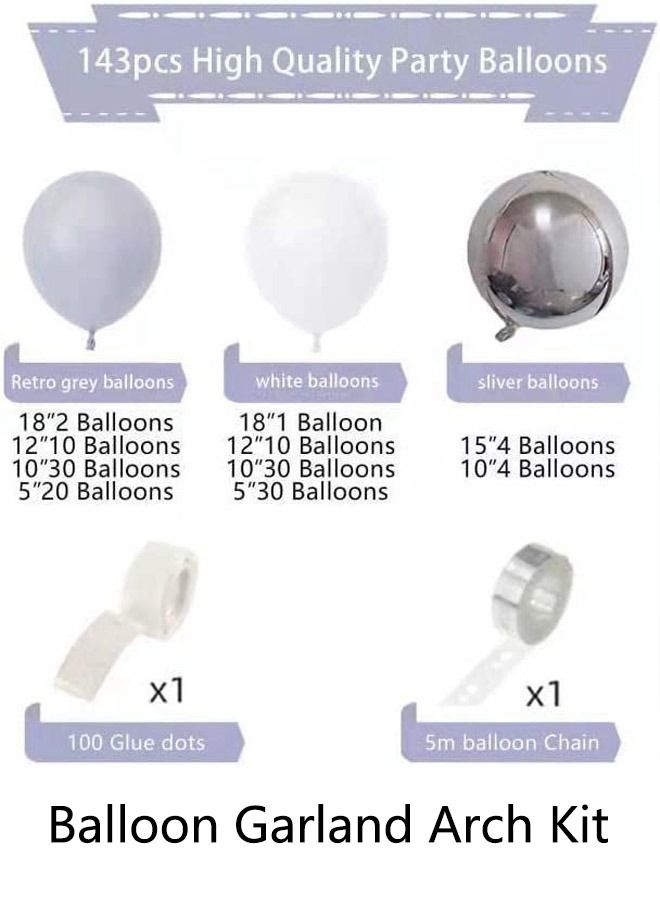 DUNISO 143PCS PCS Balloon Garland Arch Kit Blue and Grey Latex Balloons Set For Baby Wedding Birthday Party Background Decorations School Opening Ceremony - Image 4