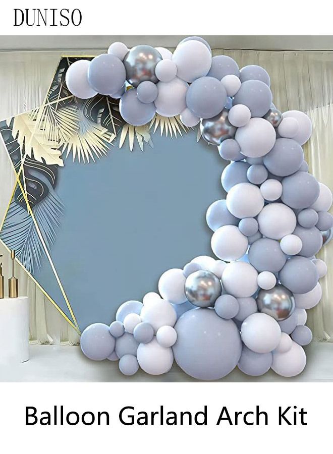 DUNISO 143PCS PCS Balloon Garland Arch Kit Blue and Grey Latex Balloons Set For Baby Wedding Birthday Party Background Decorations School Opening Ceremony - Image 2