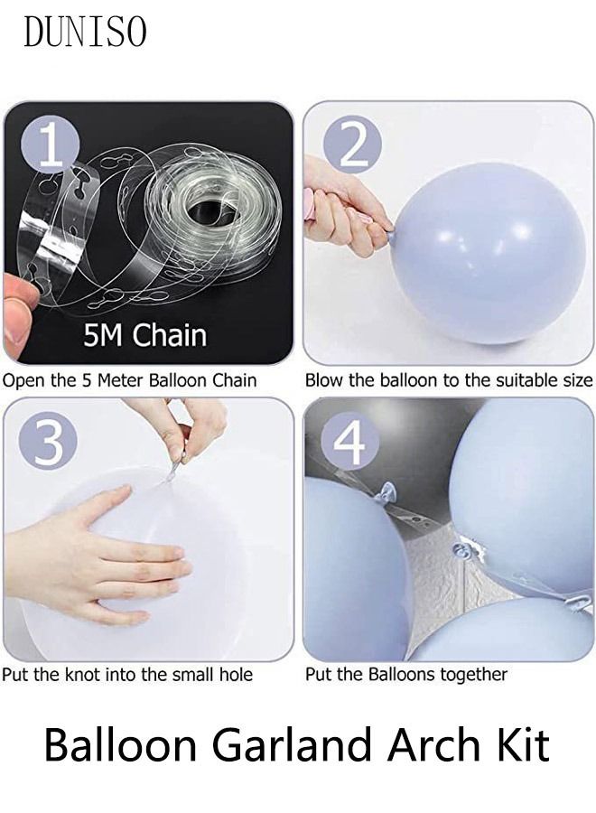 DUNISO 143PCS PCS Balloon Garland Arch Kit Blue and Grey Latex Balloons Set For Baby Wedding Birthday Party Background Decorations School Opening Ceremony - Image 3