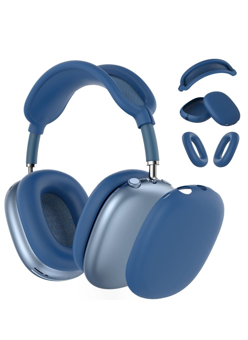 Generic - Silicone Cases Suitable for Apple AirPods Max 3-in-1 Headphones Anti-Scratch Ear Cups Cover Headband Cover and Ear Pad Protector Case Skin Accessories (Dark Blue) - Image 1