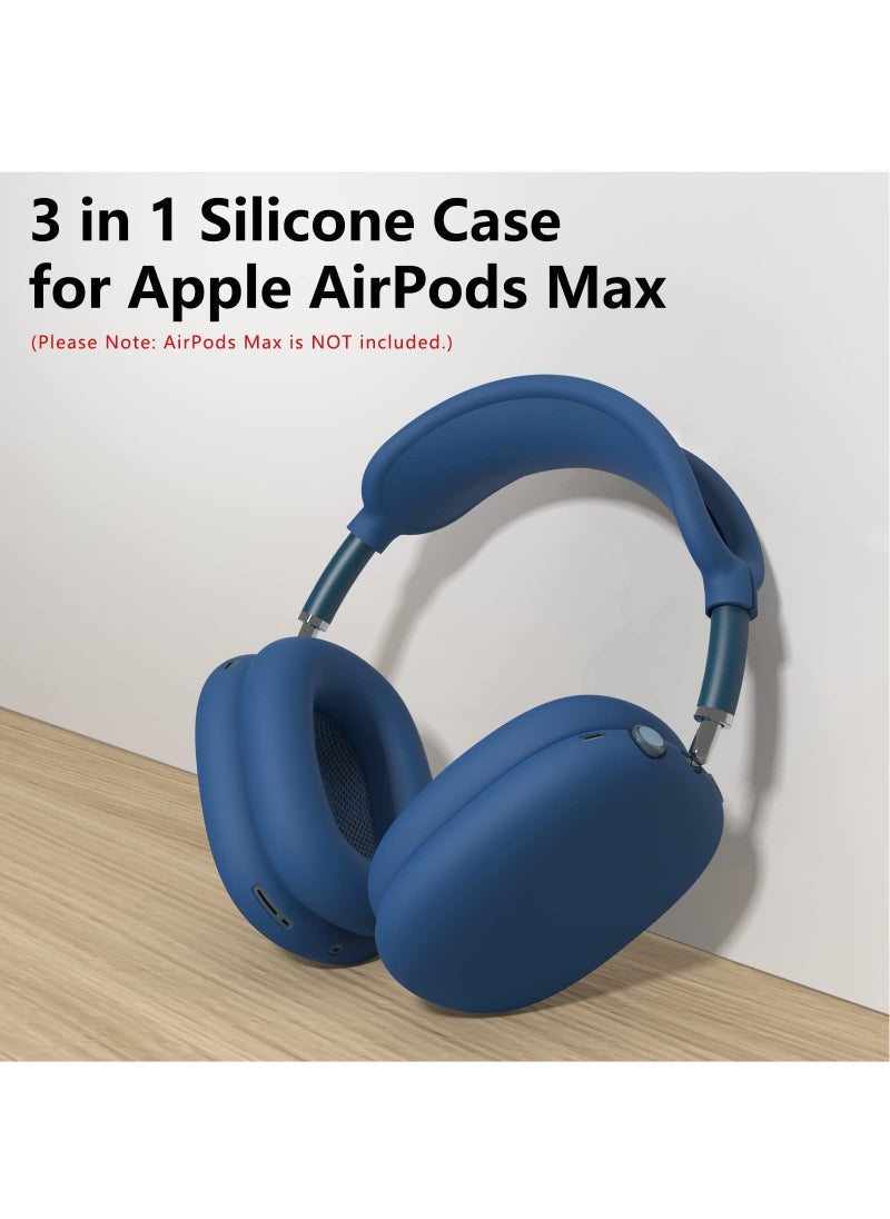Generic - Silicone Cases Suitable for Apple AirPods Max 3-in-1 Headphones Anti-Scratch Ear Cups Cover Headband Cover and Ear Pad Protector Case Skin Accessories (Dark Blue) - Image 1