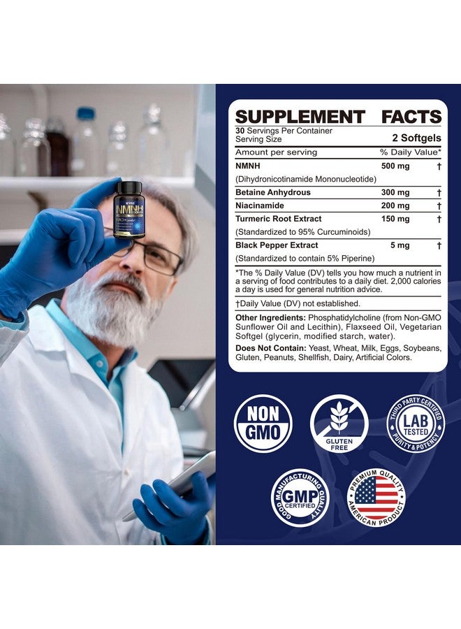 NEVISS NAD+ Supplement, Next-Gen NMNH Liposomal 500mg, NR NMN Supplement Alternative, High Absorption NAD+ with Curcumin, Niacinamide for Cellular Energy, DNA Repair, Healthy Aging, 60 Softgels - Image 3