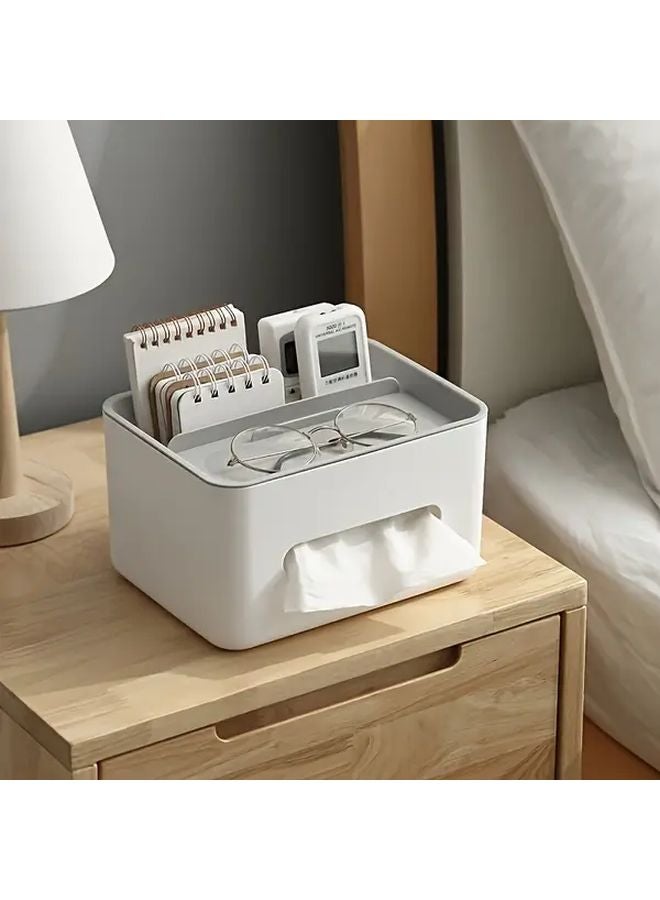 Blue Desktop Drawer Organizer With 2 Compartments Remote Control Pen Glasses Holder - Image 3