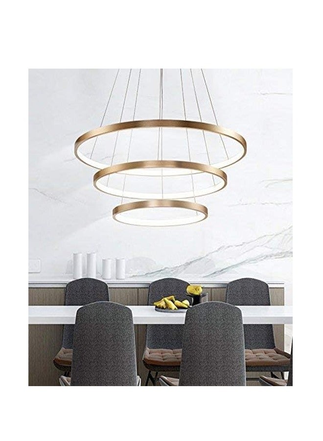 ATM Modern LED Chandelier Light Fixture,Modern LED 3 Ring Lighting with Gold Finish Adjustble Height & Dimmable Chandelier for Dining Room,Living Room,Dining table island  - Image 2