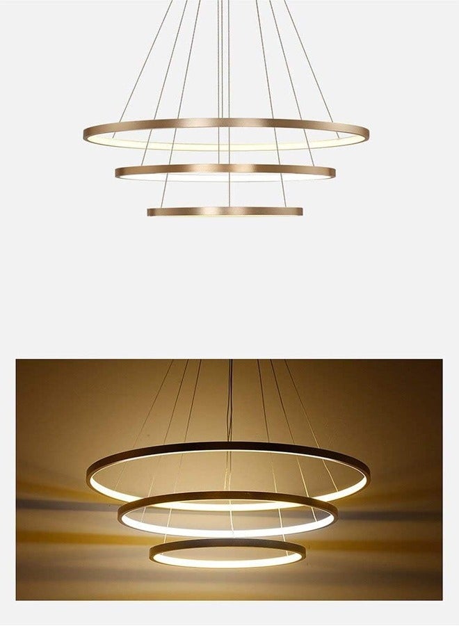 ATM Modern LED Chandelier Light Fixture,Modern LED 3 Ring Lighting with Gold Finish Adjustble Height & Dimmable Chandelier for Dining Room,Living Room,Dining table island  - Image 3