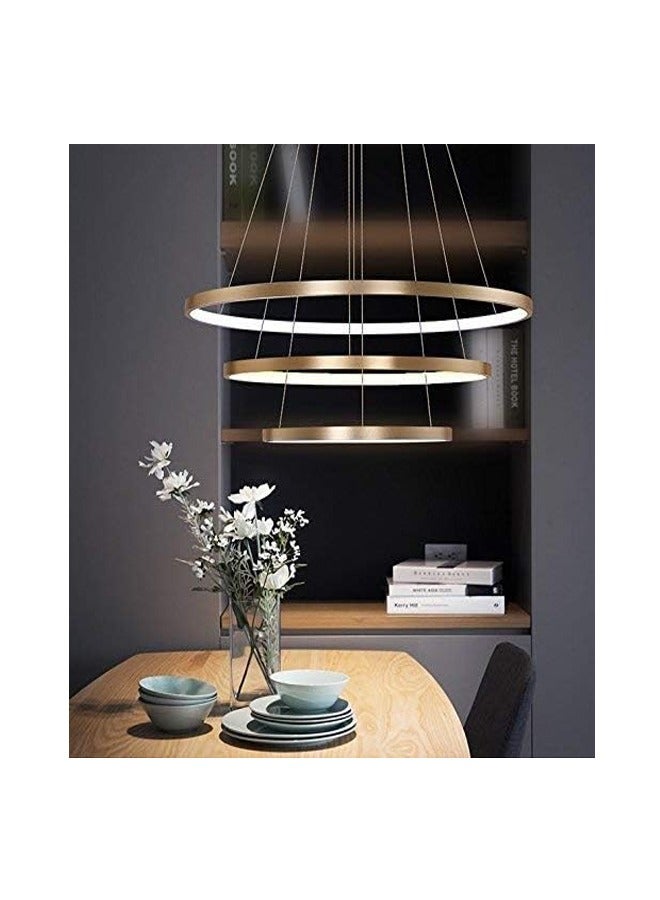 ATM Modern LED Chandelier Light Fixture,Modern LED 3 Ring Lighting with Gold Finish Adjustble Height & Dimmable Chandelier for Dining Room,Living Room,Dining table island  - Image 4