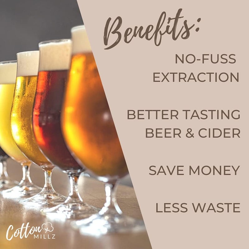 Tm Hops and Grain Muslin Steeping Bag - Cotton Mills Beer Brewing Bags 14" (100 Count) - Microbrew, Homebrew Filtering Accessories - Boiling Bags For Tea, Cooking, Nut Milk, Soups - Hop and Grains Socks - Image 2