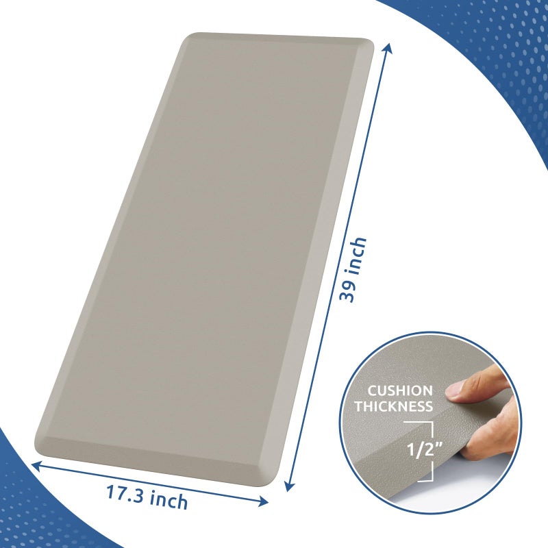KitchenClouds Kitchen Mat Cushioned Anti Fatigue Kitchen Rug 17.3"x39" Water Resistant Non Slip Kitchen Rugs and Mats Standing Desk Mat Comfort Floor Mats for Kitchen House Sink Office (Khaki) - Image 2