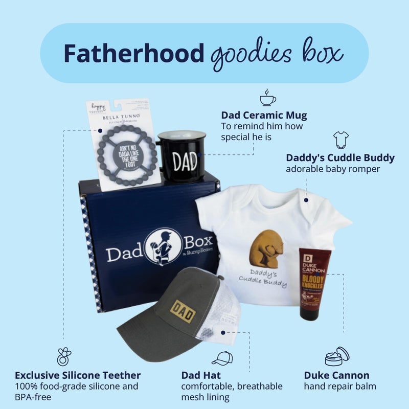 Bump Boxes, New Dad Gift Box with Mug, Hat, Teether, Onesie and Balm, Unique Kit for First time or Expecting Father, Fathers Gifts for Men - Image 2