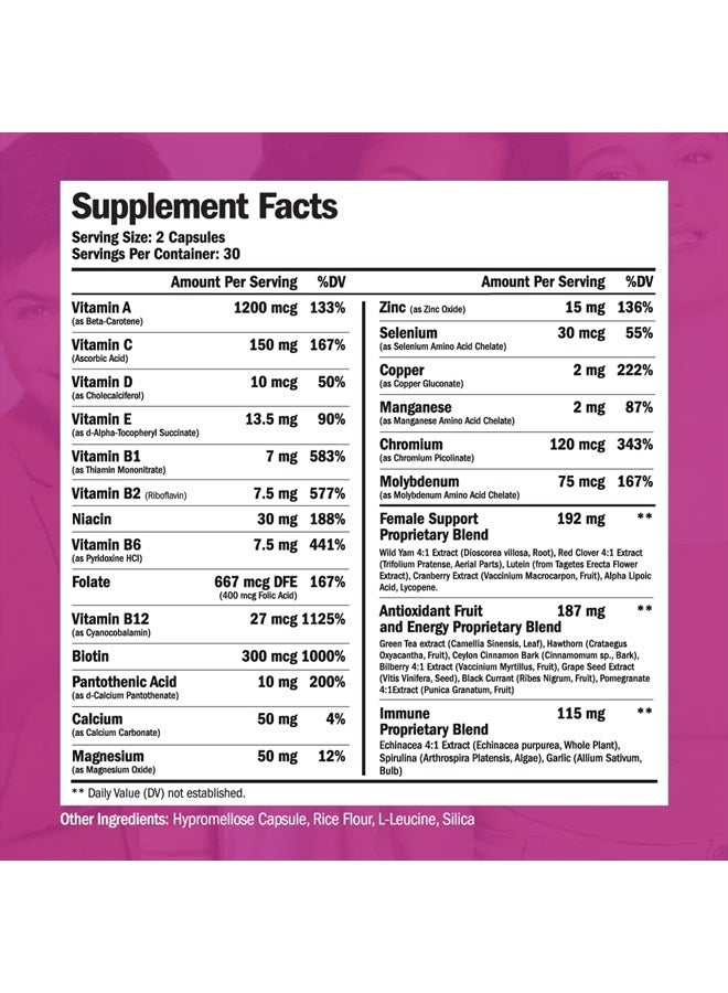 Vimerson Health Women's Multivitamin And Multimineral Supplement for Energy, Focus, Mood, Hair, Skin And Nails - Daily Multivitamins A, C, D, E, B12, Zinc, Calcium - Image 2