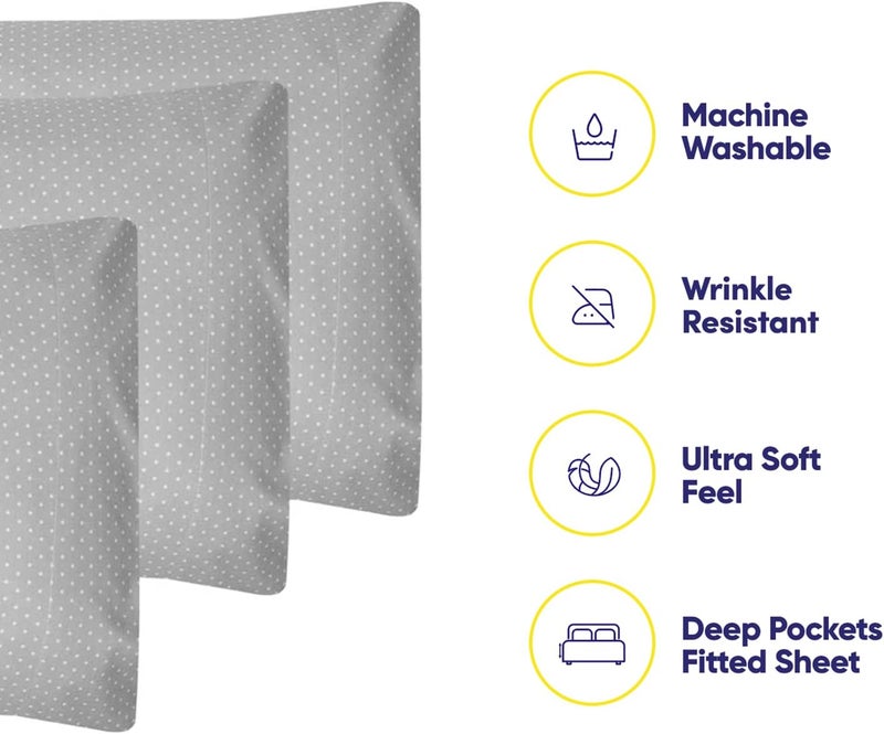 Cal King Size Bed s - 6 Piece 1500 Thread Count Fine Brushed Microfiber Deep Pocket California King Set Bedding - 2 Extra Pillow Cases, Great Value, California King, Dot Gray - Image 3