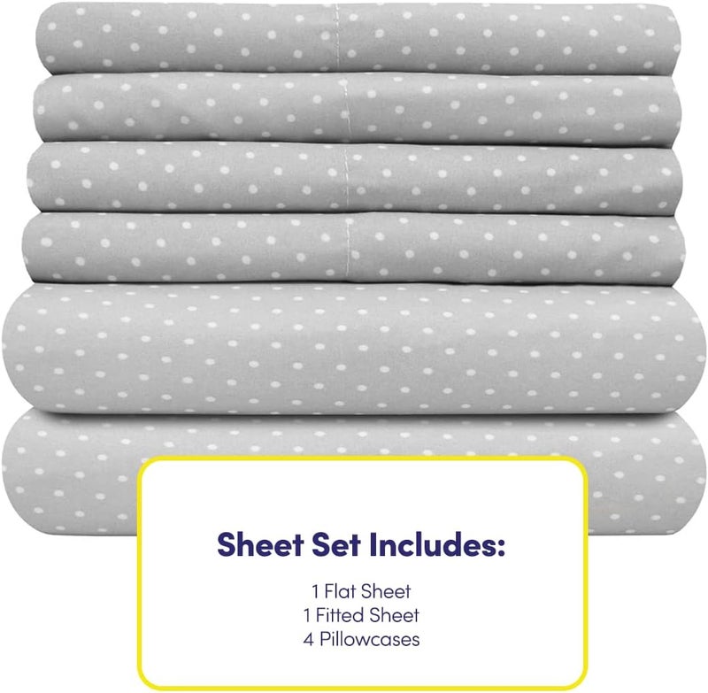Cal King Size Bed s - 6 Piece 1500 Thread Count Fine Brushed Microfiber Deep Pocket California King Set Bedding - 2 Extra Pillow Cases, Great Value, California King, Dot Gray - Image 4
