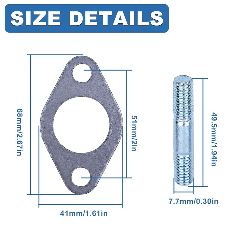 AUMEL 90047-ZE2-000 Muffler Exhaust Gasket Stud Bolt Kit for Hond GX390 GX340 GX270 GX240 13HP 11HP 9HP 8HP Lawn Mower - Image 4