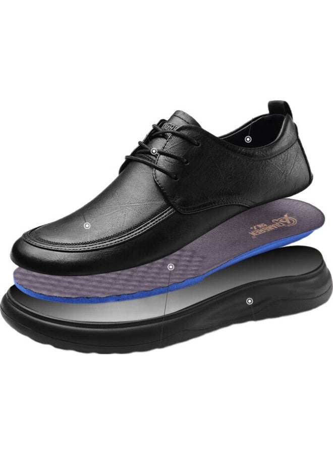 Strongman Business Casual Men'S Shoes Top Layer Cowhide Wide Head Work Shoes Not Easy To Squeeze Feet Jda87538 Black 42 - Image 3