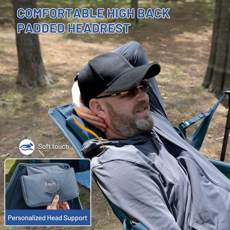 TIMBER RIDGE Hammock Camping Chair, Oversized Swinging Hammock Chair with Adjustable Back and Seat for Outdoor Lawn, Sports, Supports 400lbs, Blue - Image 5