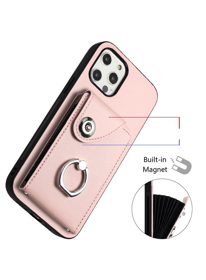 زبون حافظة لهاتف iPhone 12 Pro Max مع حامل بطاقات وحلقة وحافظة هاتف - Image 4