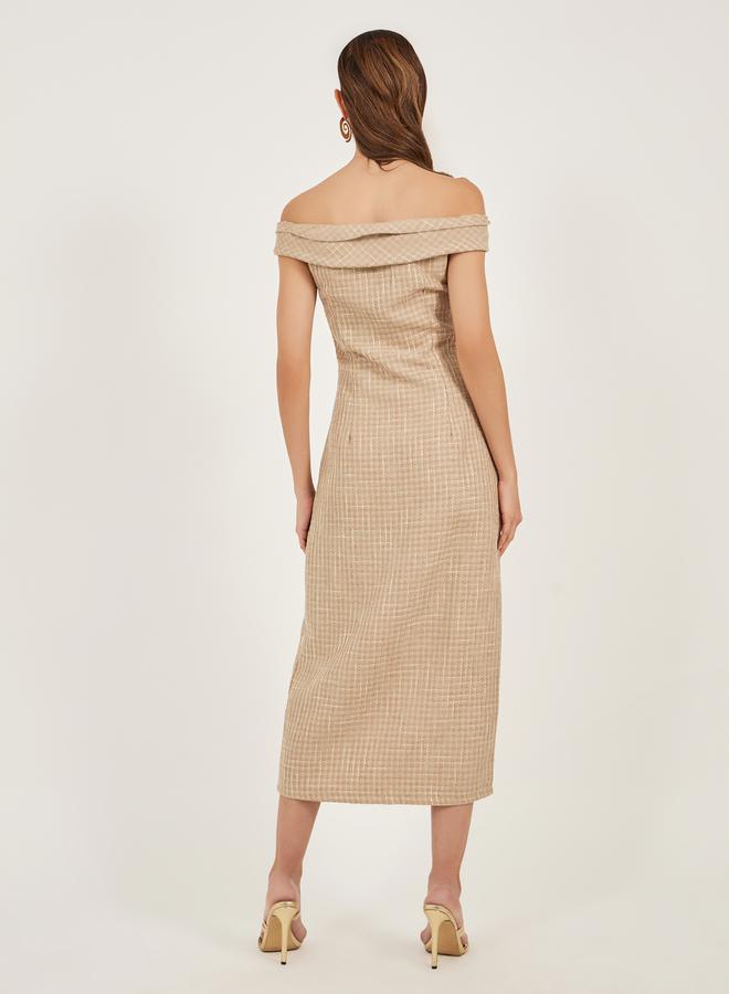 ستايلي فستان تويد مكشوف الكتفين - Image 5