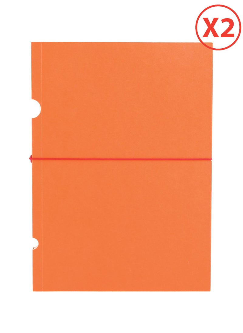 Paper-Oh Buco Orange B6 Lined Elastic Band Closure Notebook - Pack of 2 - Image 1