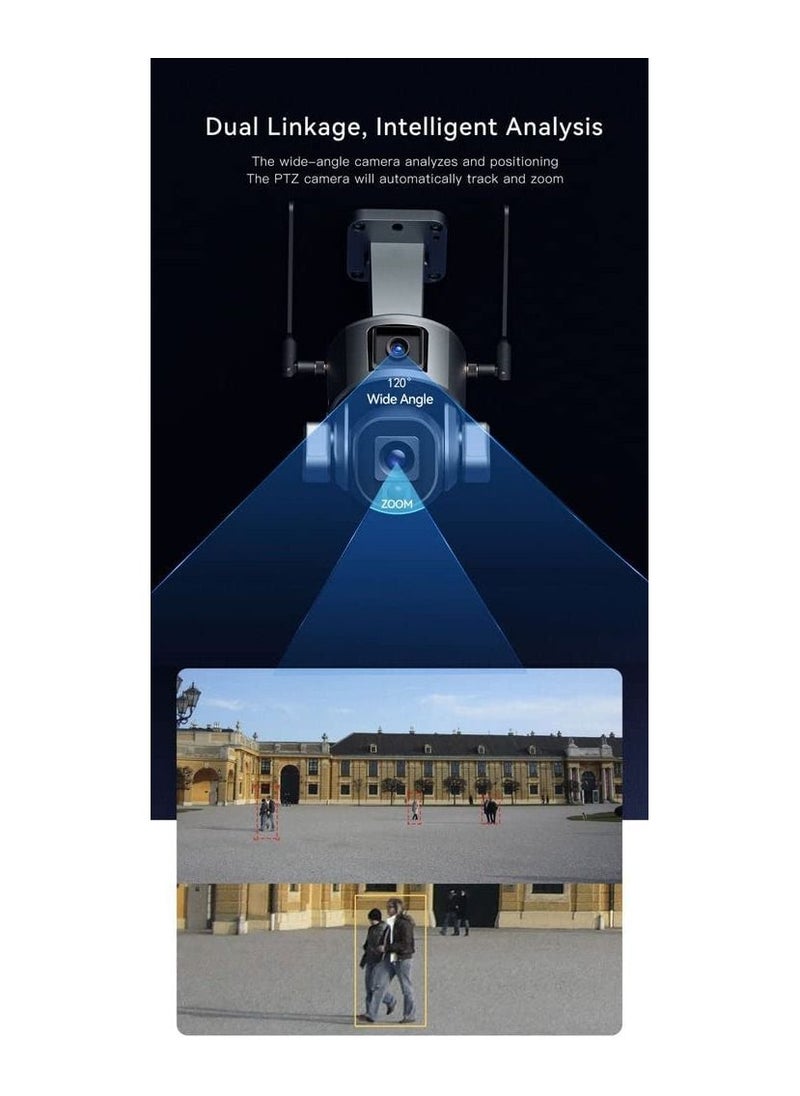 ماركة غير محددة - كاميرات مراقبة تعمل بالطاقة الشمسية بدقة 4K ، لاسلكية خارجية مع عرض 360 درجة لشبكة Wi-Fi اللاسلكية 2.4 جيجا ، وكاميرا الأمن الشمسية مع اكتشاف الحركة بالذكاء الاصطناعي ، والرؤية الليلية بالأشعة تحت الح - Image 1