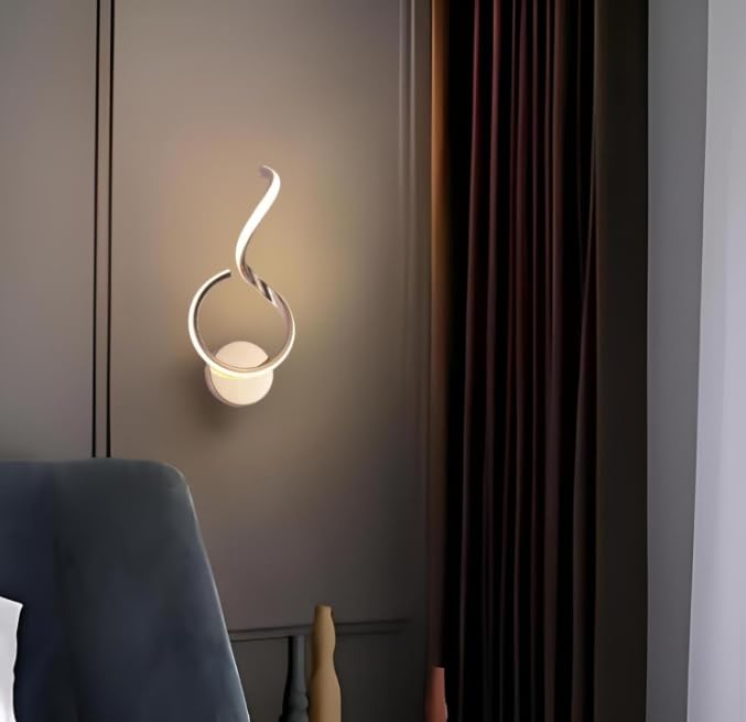 The Crafted Gesture Modern Electroplated Gold LED Wall Lamp Lighting for Living Room, Bedroom, and Bedside|Spiral Round - Image 4
