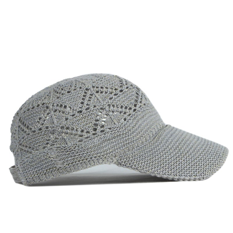 FASHIXD Knit Mesh Baseball Cap for Women Summer Yarn Trucker Hats Breathable Outdoor Hat (Light Grey) - Image 3