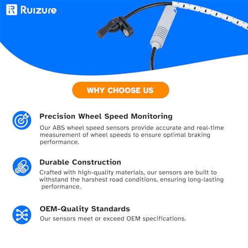 Ruizure Front ABS Wheel Speed Sensor Left or Right fit for RWD, 2007 2008 2009 2010 2011 2012 2013 BMW 328i 335i 325i 128i 135i E82 E88 E90 E91 E92 E93 3.0L V6, Driver or Passenger Side, ALS463, 1pc - Image 5