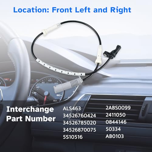 Ruizure Front ABS Wheel Speed Sensor Left or Right fit for RWD, 2007 2008 2009 2010 2011 2012 2013 BMW 328i 335i 325i 128i 135i E82 E88 E90 E91 E92 E93 3.0L V6, Driver or Passenger Side, ALS463, 1pc - Image 3