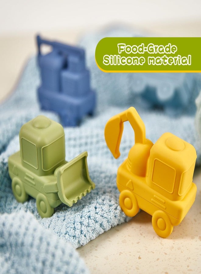 AMCHSURI Mold Free Bath Toys for Toddlers, 4 Pack Food Grade Silicone Bath Toys, Easy Clean Truck & Construction Car Bath Toy | Squeezable & Floating Bathtub Toys | Beach Water Pool Toys for Boy Girl Gifts - Image 5