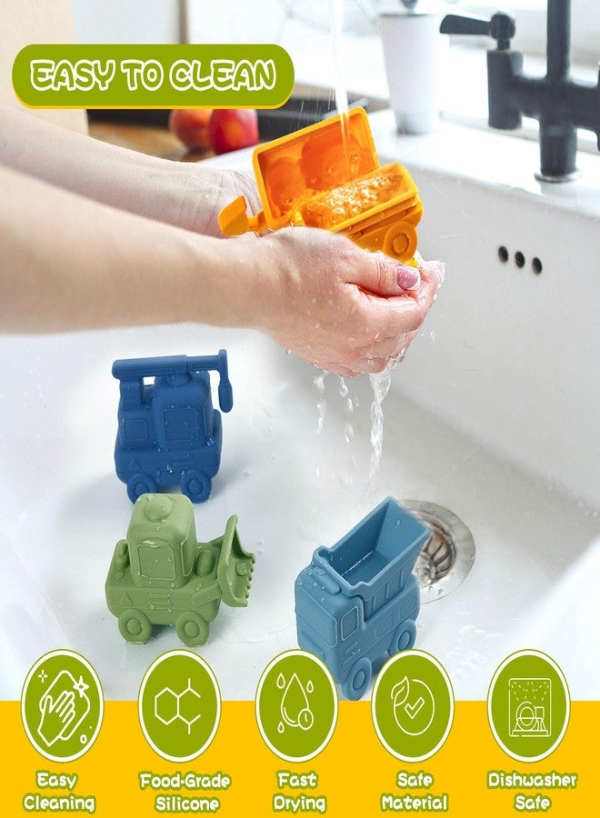 AMCHSURI Mold Free Bath Toys for Toddlers, 4 Pack Food Grade Silicone Bath Toys, Easy Clean Truck & Construction Car Bath Toy | Squeezable & Floating Bathtub Toys | Beach Water Pool Toys for Boy Girl Gifts - Image 4