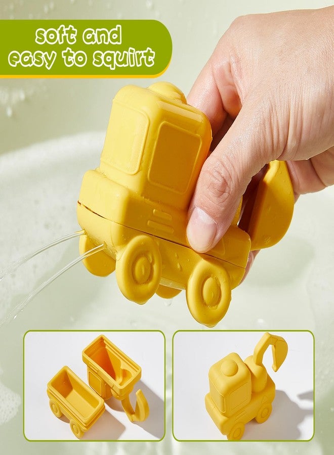 AMCHSURI Mold Free Bath Toys for Toddlers, 4 Pack Food Grade Silicone Bath Toys, Easy Clean Truck & Construction Car Bath Toy | Squeezable & Floating Bathtub Toys | Beach Water Pool Toys for Boy Girl Gifts - Image 3