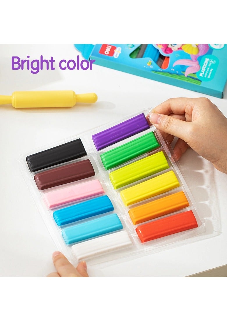 Deli مجموعة عجينة البلاستيسين المكونة من 12 قطعة متعددة الألوان - Image 2