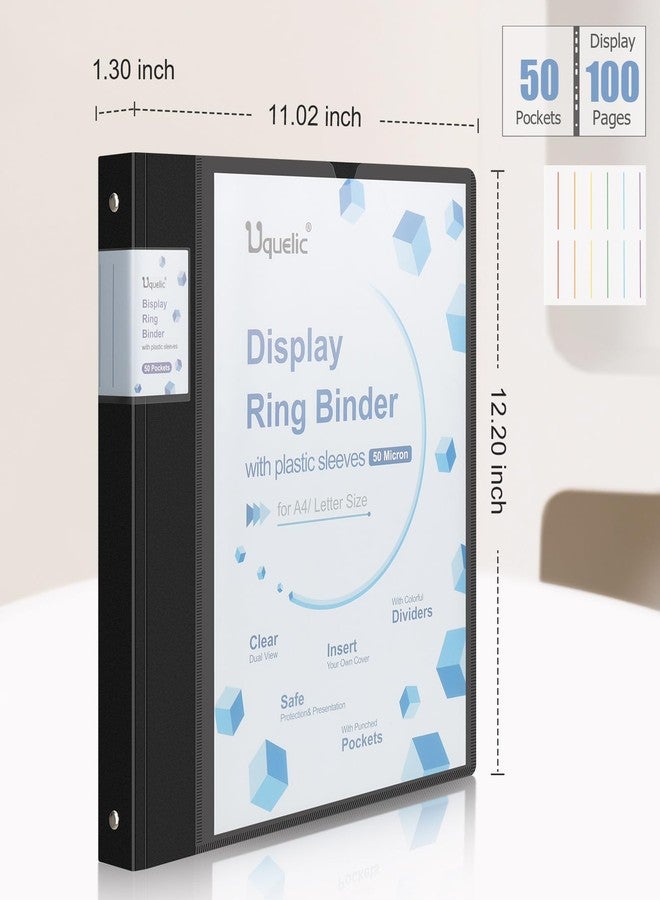 Uquelic 50-Pocket Presentation Binder with Clear Sleeves for Letter/A4 Size (11" x 8.5"), Oversized Front Label Pocket, Macaron PP Divider Pages, Document Organizer for Papers, Certificates, Artwork - Image 4