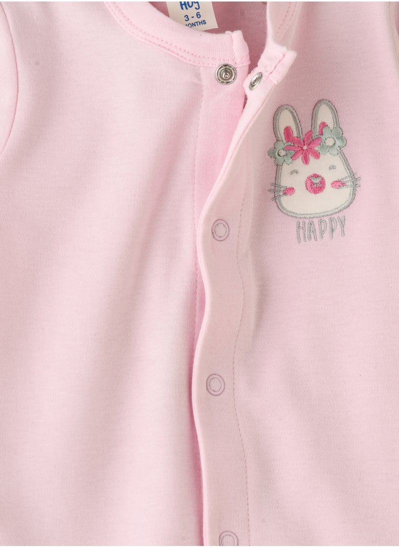 Tiny Hug Baby Girl Pink Bunny Coverall  - Image 3