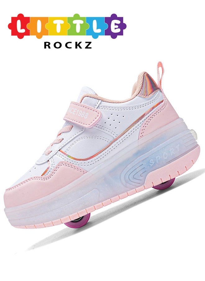 LITTLE ROCKZ LED Flash Light Fashion Shiny Sneaker Skate Heelys Shoes With Wheels And Lightning Sole  - Image 1