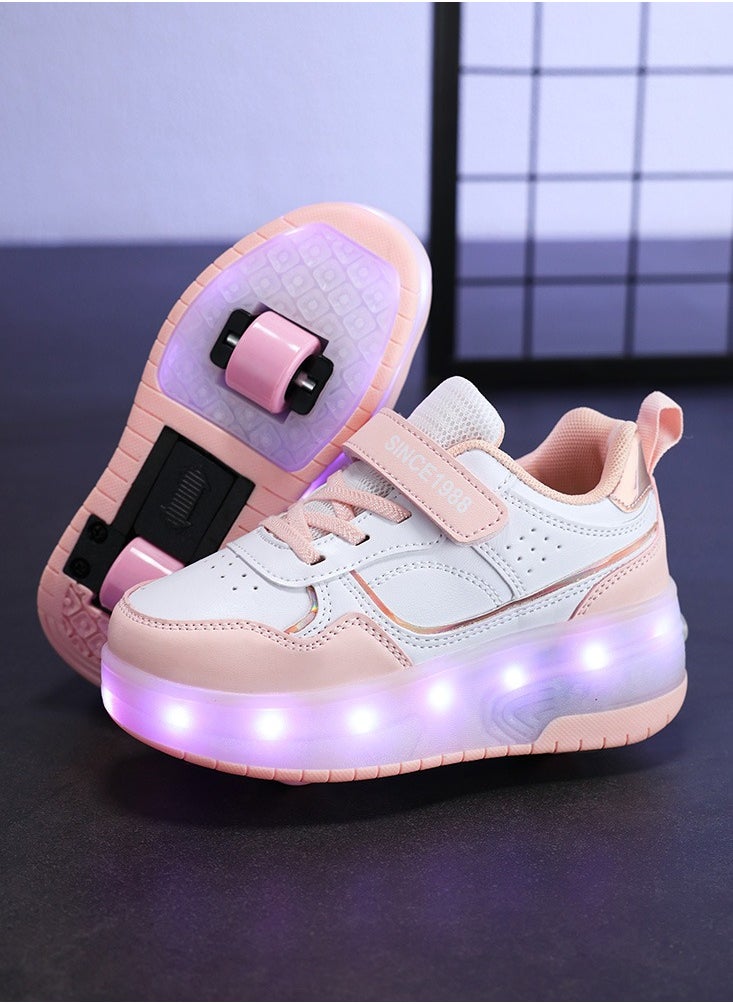 LITTLE ROCKZ LED Flash Light Fashion Shiny Sneaker Skate Heelys Shoes With Wheels And Lightning Sole  - Image 2