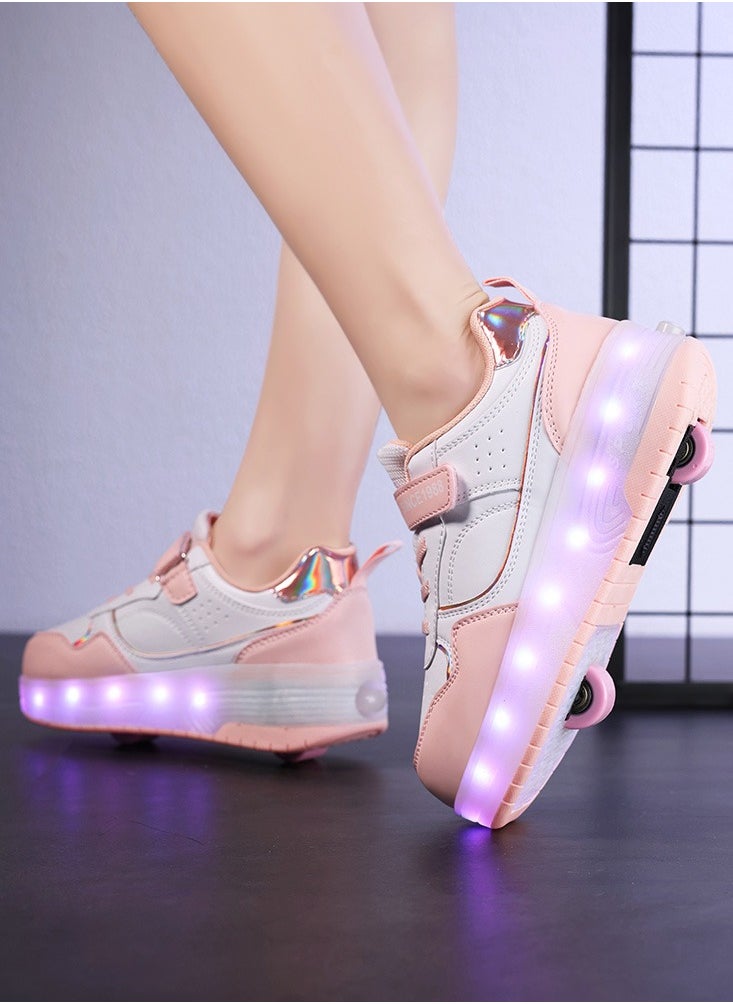 LITTLE ROCKZ LED Flash Light Fashion Shiny Sneaker Skate Heelys Shoes With Wheels And Lightning Sole  - Image 3